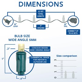 Novelty Lights 25 Feet 50 LED True Twinkle Blue Outdoor Christmas String, 100% Twinkle 5mm LED Lights on Green Wire, Commercial Grade UL Listed, Connectable End to End