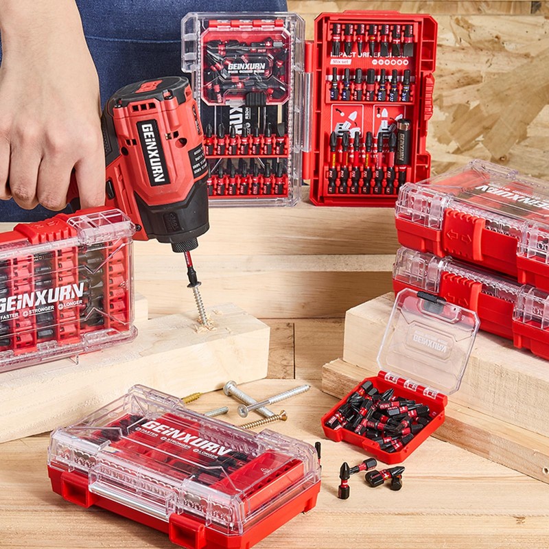 Geinxurn 107Pieces Impact Screwdriver Bits Set, Magnetic S2 Steel 1”/2”3”Phillips/Square/Torx/Slotted/Hex/Pozi
