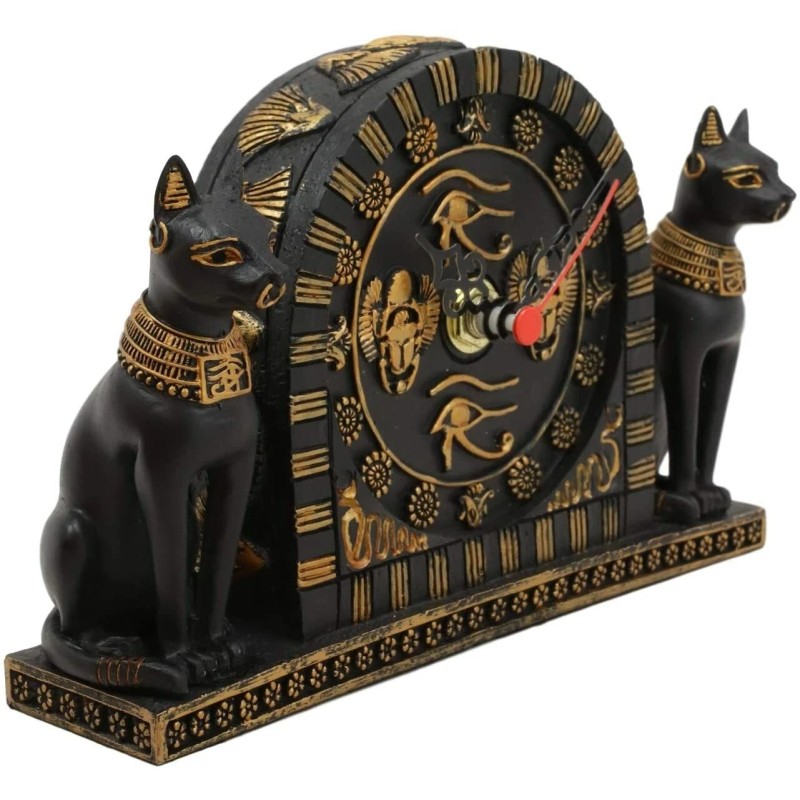 Ebros Ancient Egyptian Bastet Table Clock Statue 6.75" Long with