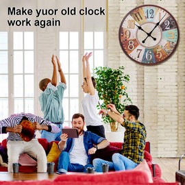 EMOON High Torque Long Shaft Clock Mechanism Kit Replacement Movement with 2 Pairs of 12 Inch Long Spade Hands,Black (Total Shaft Length 7/8 in)