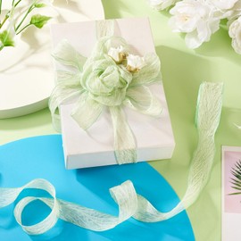 Craftdady 10 Yard Pale Green Gifts Wrapping Ribbon 1 Inch Polyester Ribbon Craft Sewing Ribbon Crumpled Valentine's Day Ribbon Wedding Ribbon for Bowknot Hair Bows Shower Home Decor