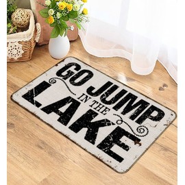 Go Jump in The Lake Decorative Indoor Outdoor Doormat Lake House Front Door Mat 17 x 30 Inch for Lake Home Room Entrance, Gifts for Lake Lover, Lake Porch Mat, Lake Themed Room Decor Doormat
