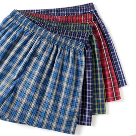 Jveyvth Men's Boxer Shorts 100% Cotton Classic Plaid Woven Boxers for Men Soft Breathable Mens Underwear with Button Fly