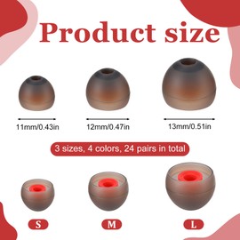 24 Pairs Earbuds Cap，Silicone Replacement Earbud Tips, Earbud Covers Ear Bud Replacement Tip Fit for in-Ear Headphones(Inner Hole 3.8mm -5.1mm) S M L