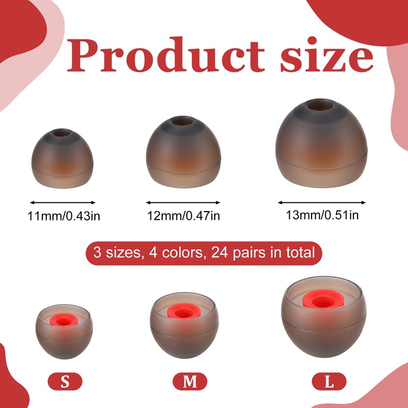 24 Pairs Earbuds Cap，Silicone Replacement Earbud Tips, Earbud Covers Ear