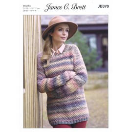 James C. Brett JB370 Knitting Pattern Ladies Sweater in Marble Chunky Multicoloured