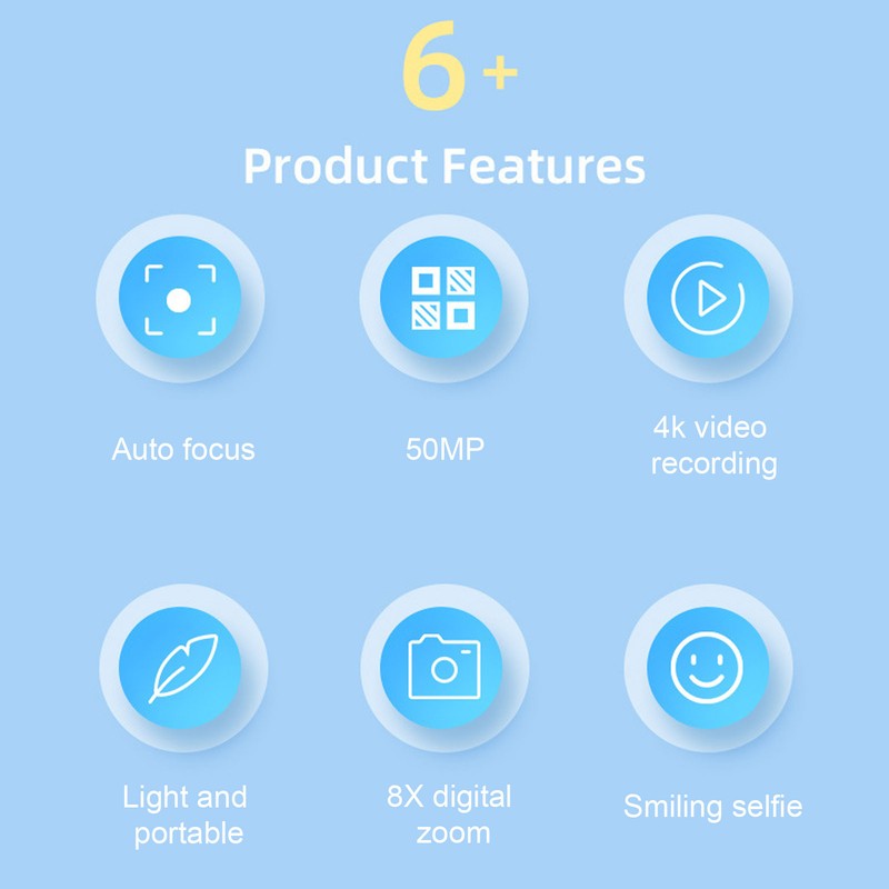 Digital Camera 2.88 Inches IPS Screen Anti Shake 16X Zoom