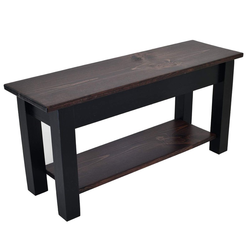 Red Mahogany and Black Bench with Shelf (36)