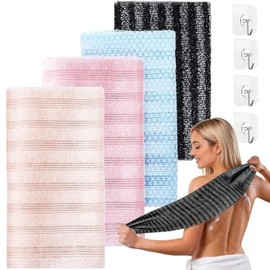 4PCS Zenbody Toalla Exfoliante Japonesa, Doble Cara con 4 Ganchos