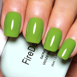 Firedeep Brilliant Green Gel Nail Polish, 0.54 Fl Oz Large Bottle Olive Green Color UV/LED Soak Off Gel Polish for Autumn and Winter 1Pcs