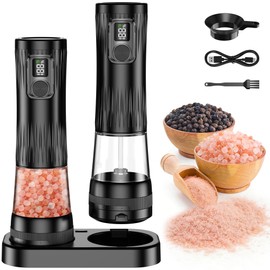 2Packs Electric Salt and Pepper Grinder Set with Digtal Display & LED Light