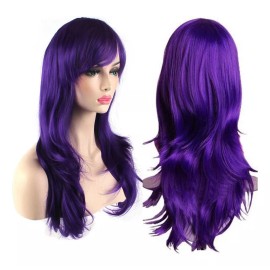 generic Peluca Morada De Pelo Largo Y Rizado Ondulado Traje Cosplay