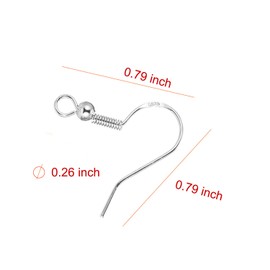 100 PCS / 50 Pairs 925 Sterling Silver Earring Hooks, Hook Ear Wires with 100 PCS Clear Rubber Silicone Earring Safety Backs Stoppers, for DIY Jewelry Making