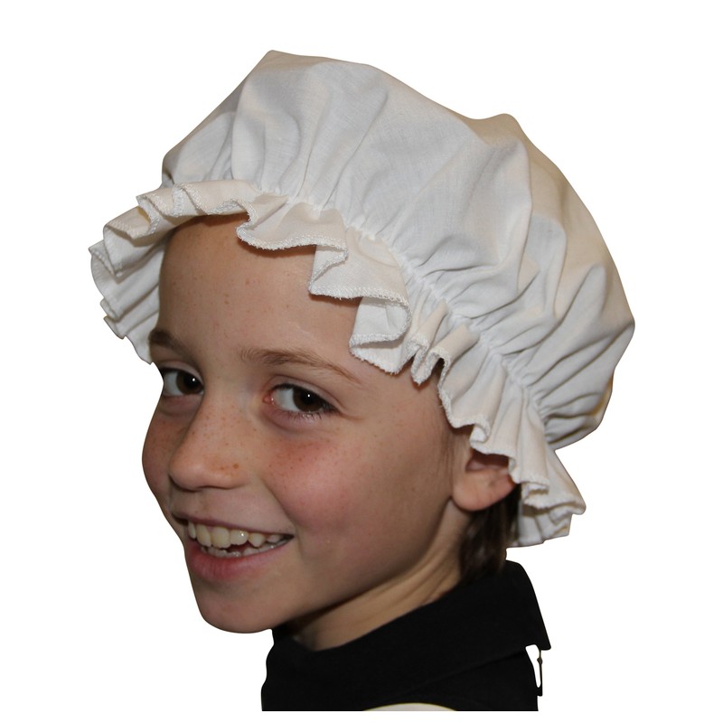 Brigitta Girls' Victorian/Edwardian Period Costume Maids' Mop Hat White