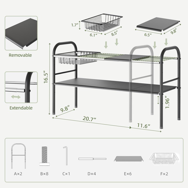 NETEL Under Sink Organizers, 2 Tier Expandable Cabinet Shelf with