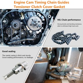 BIGLKNM Engine Cam Timing Chain Guides Tensioner Clutch Cover Gasket for Yamaha ATV Big Bear FM350 4x4 MOTO-4 YFM350ER Warrior YFM350X Raptor 350 YFM350