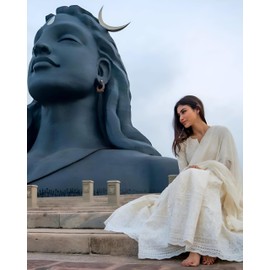 INDACORIFY Hndamale Chikankari Pure Cotton Indian Festive Kurti with Dupatta Set for Women, multi-coloured