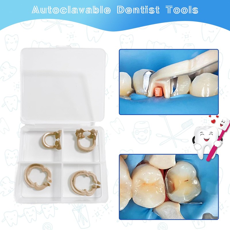 4-Piece Dental Rubber Dam Clamps Set, Hard Resin Material, Includes