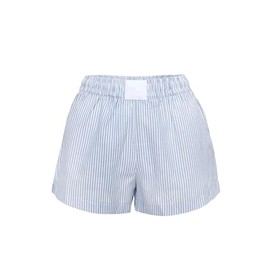 Women Striped Boxer Shorts Cute Lounge Shorts Y2k Low Rise Elastic Waist Casual Pajama Sleep Shorts Baby Blue M