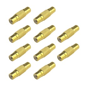 SING F LTD 10pcs RCA Female to RCA Female Coupler Connectors Gold Plated Straight-Through Audio Video Extender Adapters for Most Home Audio Device