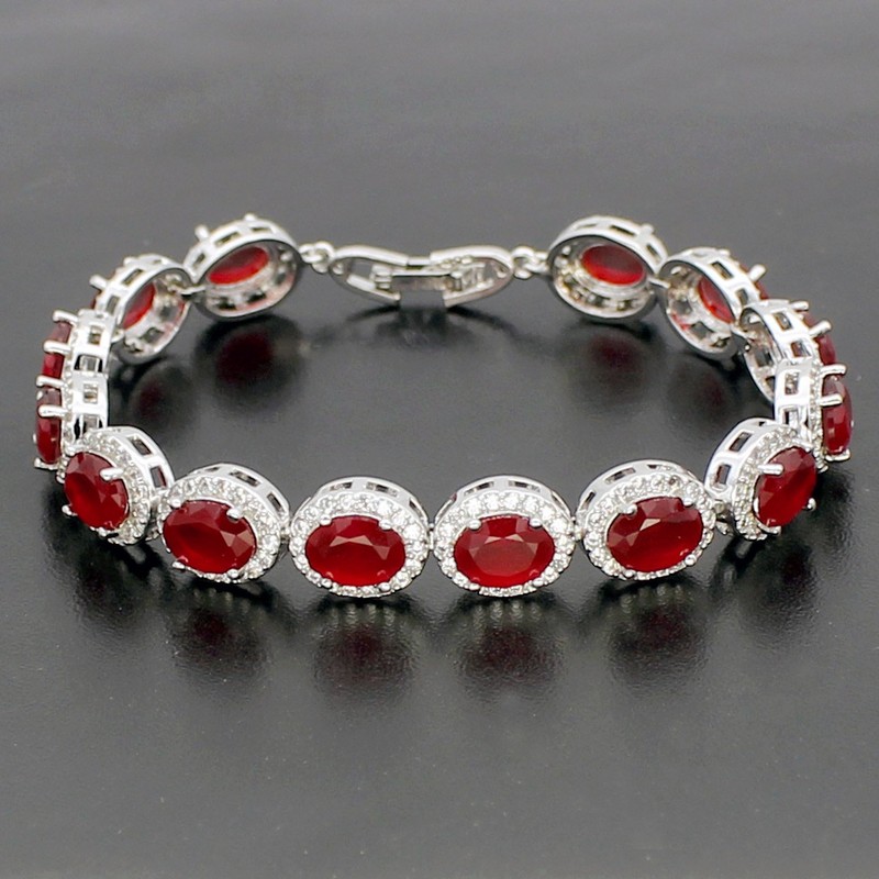 Hermosa Oval Ladies Tennis Bracelet Sapphire Ruby Emerald White Topaz