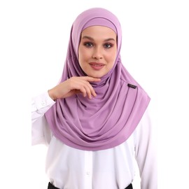 ihvan online, Hijab Scarves for Women, Ready to Wear, Lightweight and Comfortable Headscarf, Instant Turban, Jersey, Presewn, Lilac, One Size