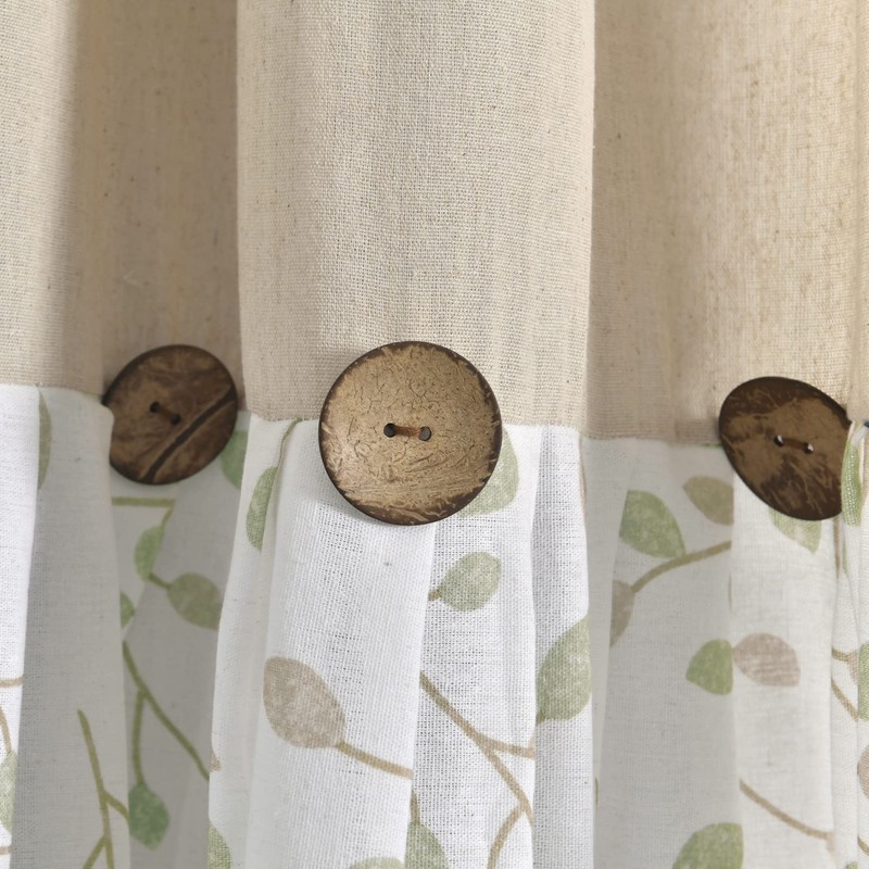 Lush Decor Linen Button Botanical Garden Window Curtain (Single) 84"