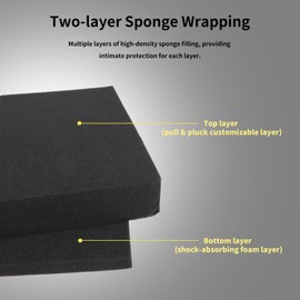 Liyirui Carrying Hard Case with Pre Grid line Cube Sheet Foam Foam for Jewelry,Wristwatch,Electronics, and Gear, Black,Small,10x 8.8x 2.9 inch