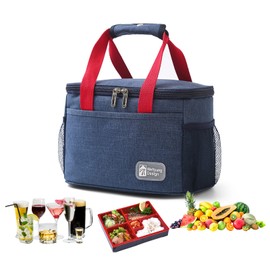 Bolsa de almuerzo gran capacidad portatil, Bolsas hieleras para hombres y, Bolsa Isotermica Reutilizable, Tela Oxford, A Prueba de Goteo, trabajo, playa, fiambrera de camping.(Azul marino)