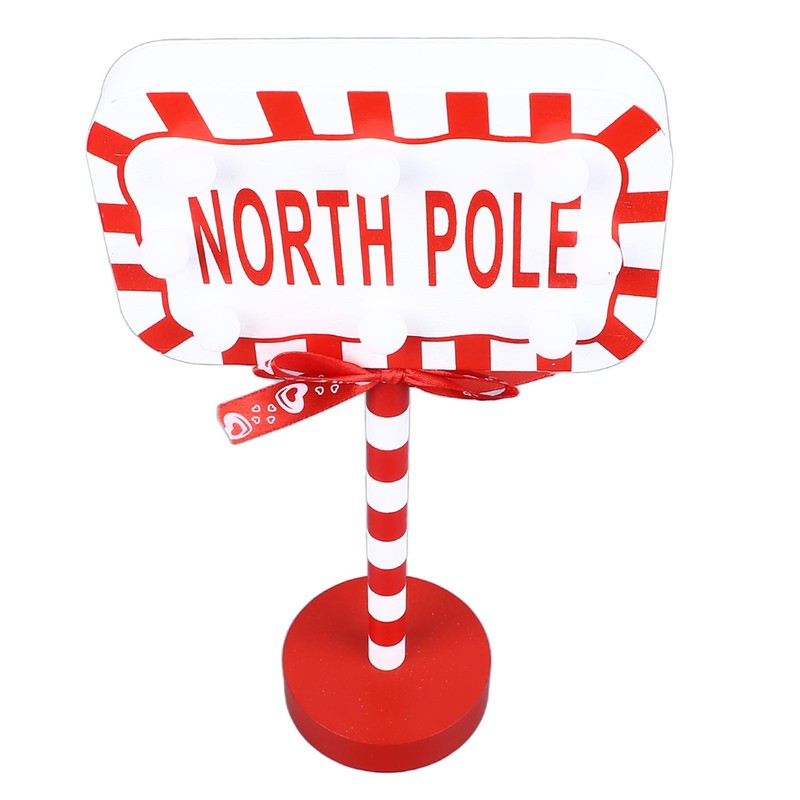 Christmas Stop Here Decor Metal Solid Wood LED Delicate Santa
