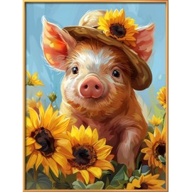 Leczany Kit of Embroidery at the Point of the Cross 11CT Stamped to Make Yourself, Complete Range of Kits de de Marrage for Beginners Pre-Printed - Mignon Little Pig 40 x 53 cm