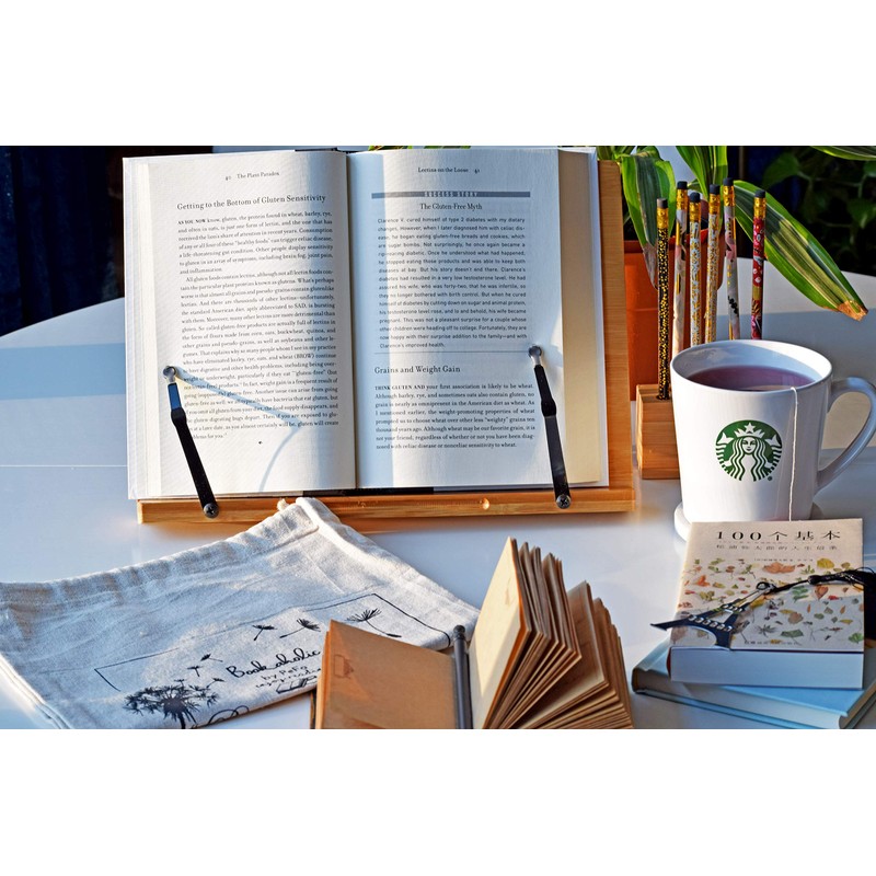 Book Stand Bamboo Reading Rest Cook Book Document Stand Holder