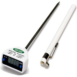 Vee Gee 83110-12 Digital Thermometer, Ultra-High Accuracy, -10 to 100 Degree C/14 to 212 Degree F, 1.4" x 0.7" Face, 5" Stem, 0.1 Degree C/0.1 Degree F Resolution