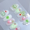 Green tea-eaten turtle handmade nail tip - Petit round /