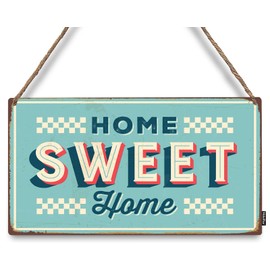 Mdulftar Home Sweet Home Welcome Door Sign Rustic Wooden Hanging Sign 12" x 6" Rectangular for Front Door, Porch, Outdoor Indoor, Farmhouse Wall Decor & Housewarming Gifts