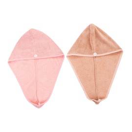 Ipetboom Hair Drying Caps 2 Pack Microfibre Hair Towel Wrap Hair Turban for Quick Dry Comfortable Wrap Absorbent Hair Towels for Hair