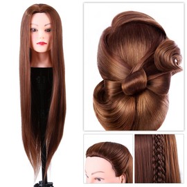 Hair Training Head, Heat Resistant Mannequin Wig Cosmetology Doll Head with Table Clamp Stand