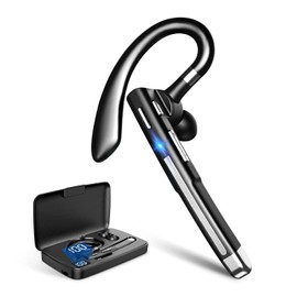 GuDoQi Auriculares Bluetooth 5.1, Auriculares Inalámbricos con Micrófono, Cancelación de Ruido CVC8.0, Impermeables, 48H Estéreo, Auriculares Manos Libres de Un Solo Oído con Estuche de Carga