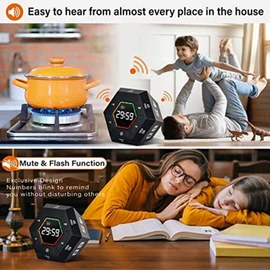 1 PCS Pomodoro Productivity Black Plastic Time Management Tool 3, 5, 15, 30, 45, 60 Minute Preset Smart Countdown