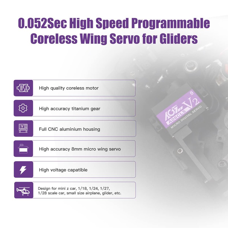 AGFRC Mini-Z-Car Micro Steering Servo - 6g High Speed Full
