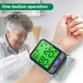 Wrist Blood Pressure Monitor Automatic Wrist Bp Monitor with Voice Digital 3 Color Backlit LCD Display 240 Readings for Dual Users Portable Adjustable Cuff Bp Machine for Home Use | Greetmed