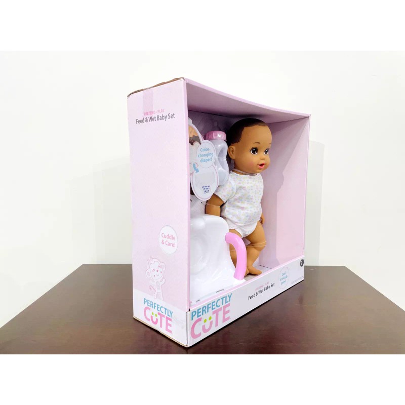Perfectly Cute Feed & Wet 14” Baby Set - Brunette