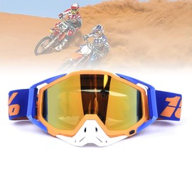 Jilskl Motocross Goggles, Motocross Goggles with Mirrored, Suitable for Motorcycles, Racing Cars, Off-Road Racing, Off-Road Motorcycles, Mountain Bikes, Ski or Open Helmets Etc, Orange