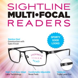 Sightline Saul Progressive Multifocus Reading Glasses - Premium Quality Frame Handsome Contemporary Fashion