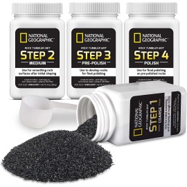 JMW Sales, Inc. National Geographic Rock Tumbler Grit and Polish Refill Kit - Tumbling Grit Medi
