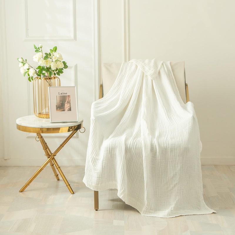 EMME Cotton Muslin Queen Blanket Bed Layering Bedspread Coverlet Breathable