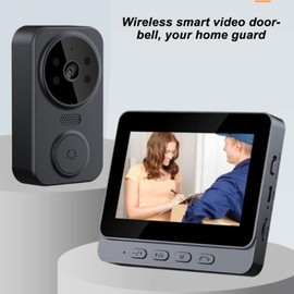 Wireless WiFi Video Doorbell Intercom System, 1080P Video Intercom, 2.4GHz Night Vision Doorbell Camera with Monitor, 2 Way Audio, Adjustable Volume, for Villa Home Office