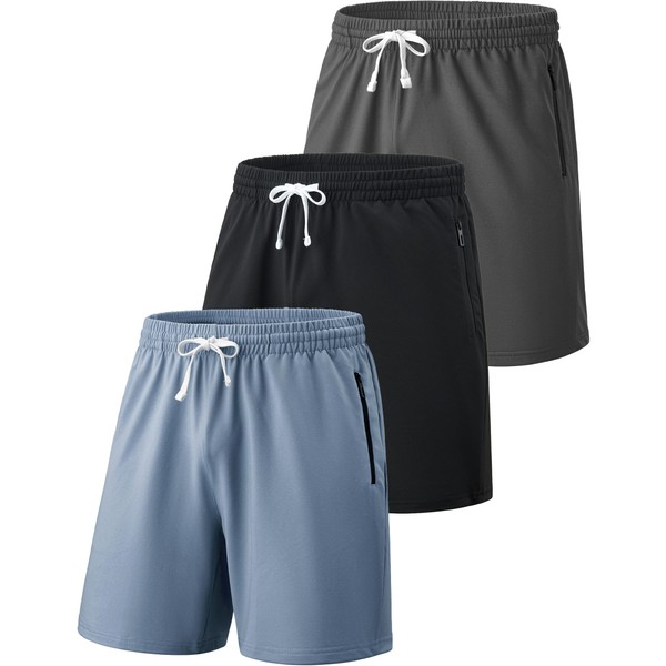 3 Pack Mens Sweat Shorts Athletic Casual Jogger Shorts with