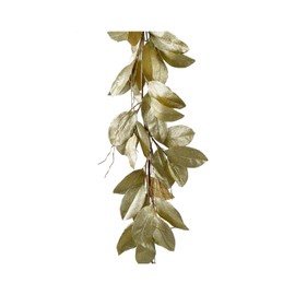 Serene Spaces Living 55in Long Glitter Gold Magnolia Leaf Garland, Ideal to Hang at Wedding, Store Display, Window Sill, Fall Decor, Perfect Holiday Décor
