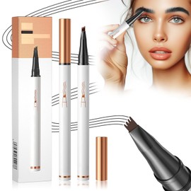 Magic Eyebrow Pencil, Waterproof 3D Microblading Eyebrow Pencil Contour Pen, Precise Eyebrow Pencil with 4 Tips, Durable Natural Eyebrow Pencil (Black)